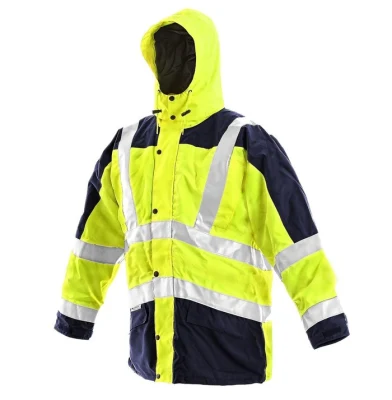 Personalizado à prova d'água respirável Hi Vis 300d Oxford/PU Jaqueta Jaqueta reflexiva de alta visibilidade 5 em 1 Parka de trabalho