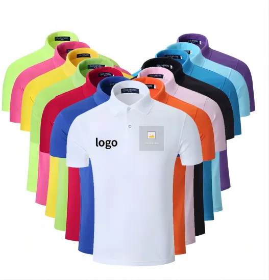 Promoção de vendas logotipo personalizado cor sólida liso em branco piquê poliéster bordado lavado camiseta algodão