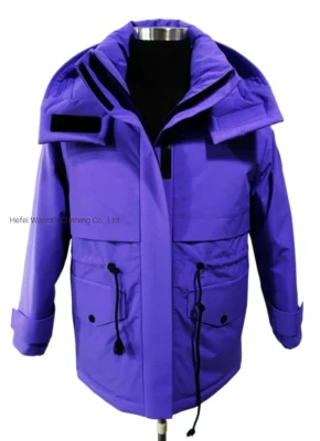 Corta-vento 2 em 1 e jaqueta com capuz fashion à prova d'água acolchoada para esqui de inverno e neve