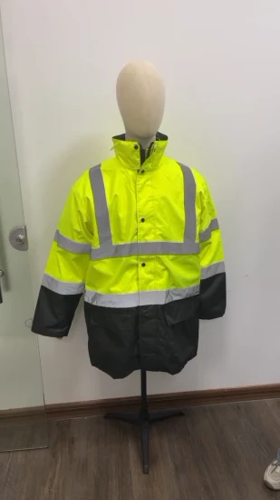 Hi Viz Jaquetas refletivas de alta visibilidade à prova d'água roupas de segurança rodoviária 2 em 1 mangas removíveis jaqueta de trabalho